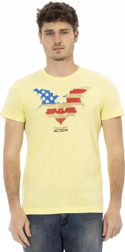 Yellow Cotton Men T-Shirt