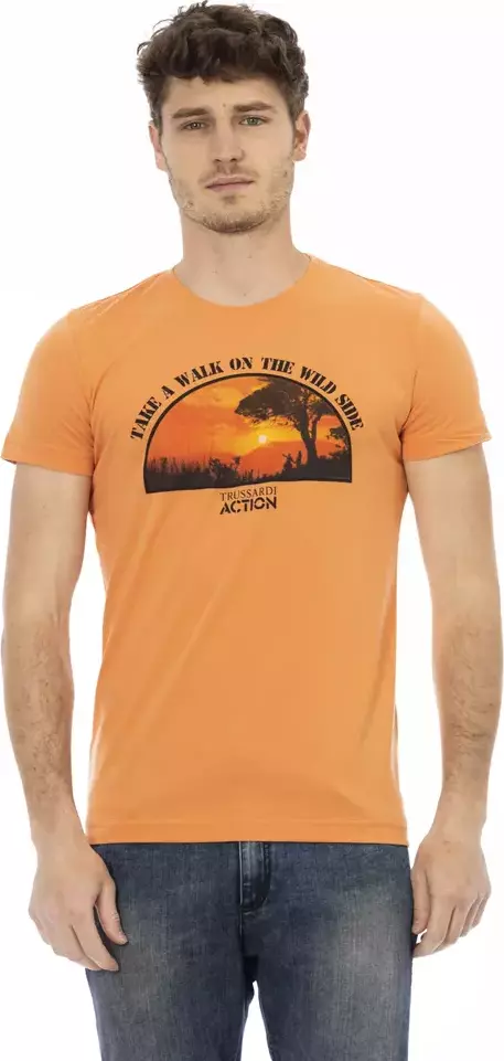 Orange Cotton Men T-Shirt