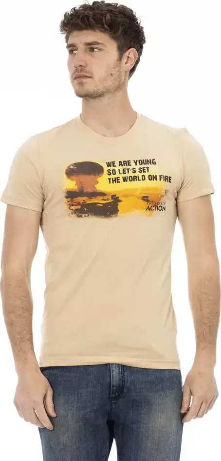Beige Cotton Men's T-Shirt