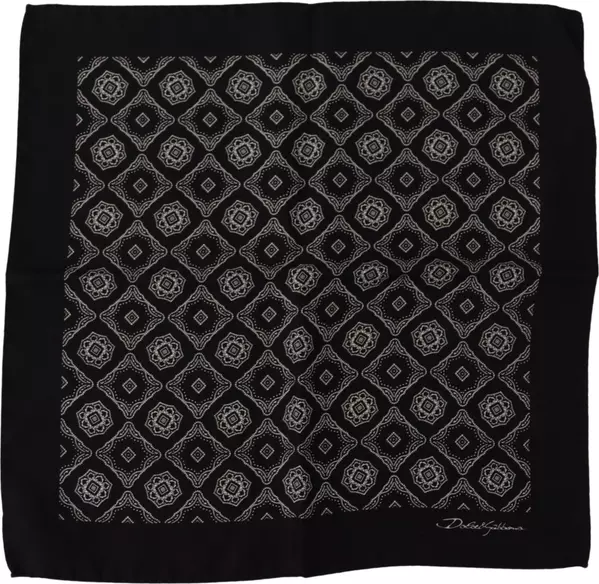 Black Geometric Patterned Square Handkerchief Scarf