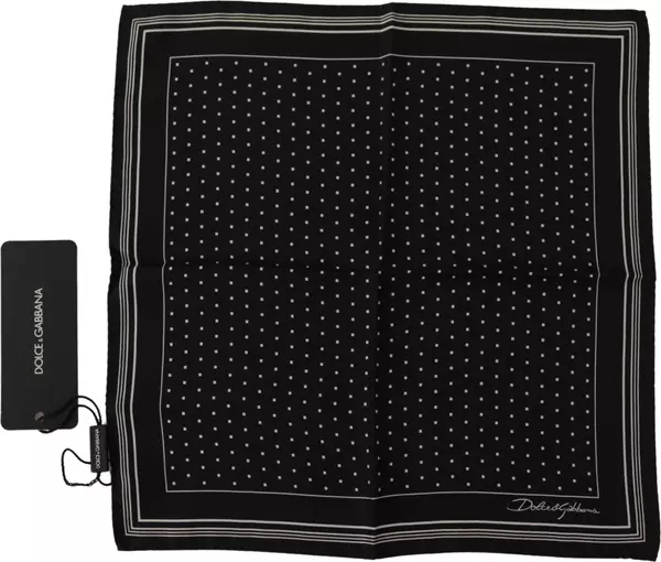 Black Polka Dots DG Logo Square Handkerchief