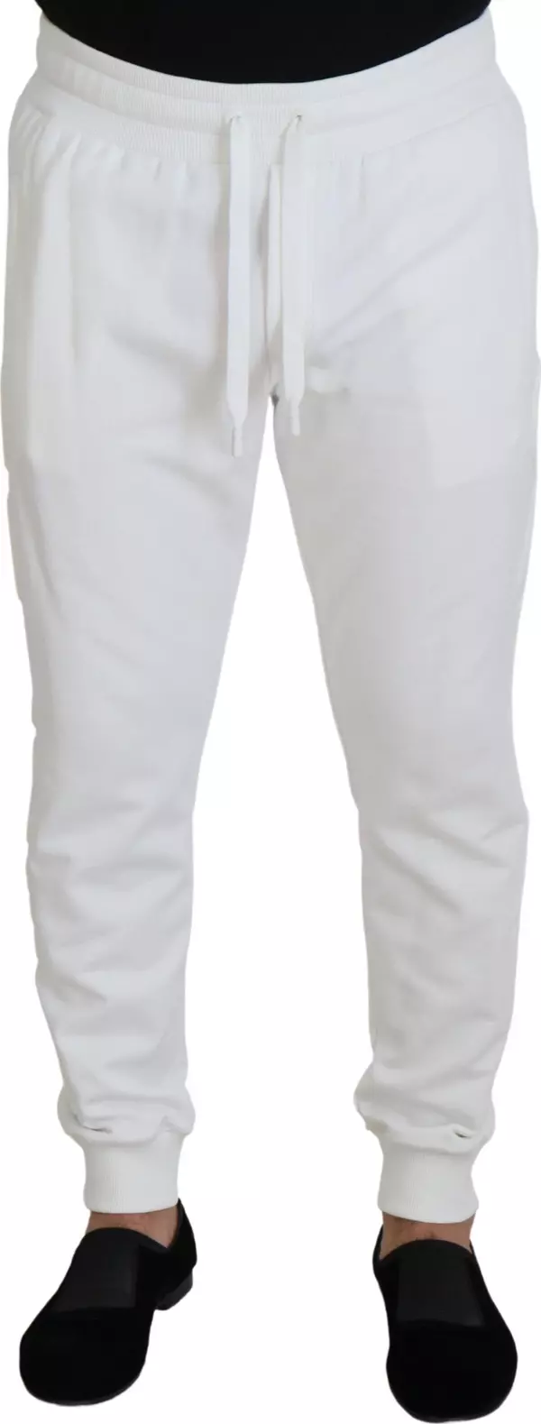 White Sport Logo Cotton Sweatpants Trousers Pants