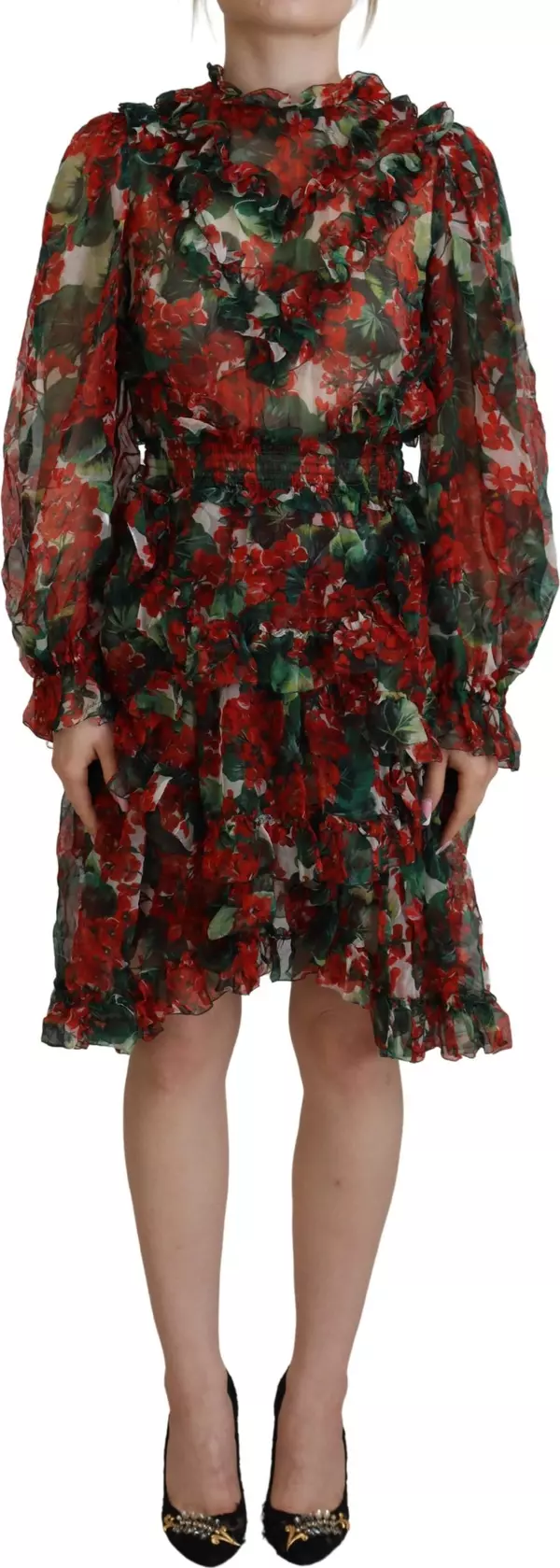 Multicolor Geranium A-line Knee Length Dress