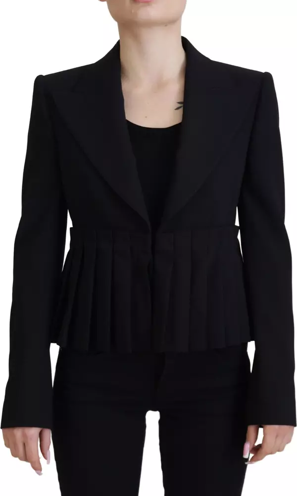 Black Single Breasted Fit Blazer Wool Jacket
