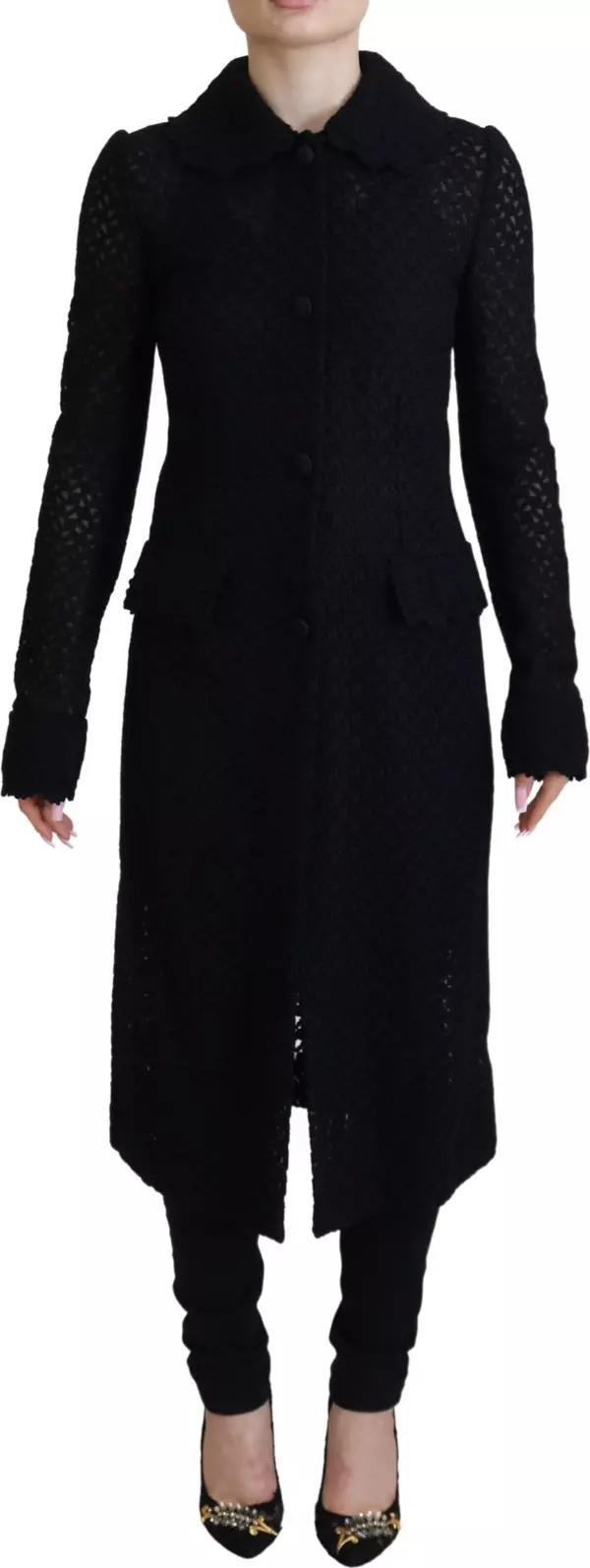 Black Button Down Long Blazer Cotton Jacket