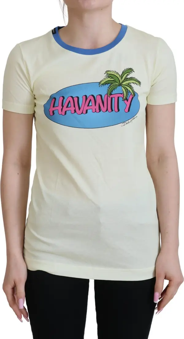 Yellow Havanity Round Neck Tee Cotton T-shirt