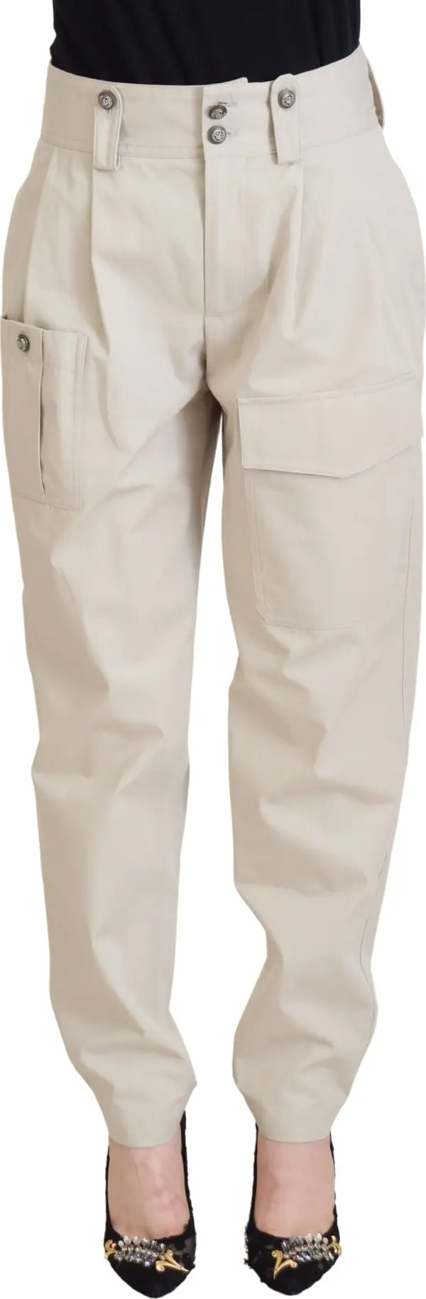 Beige High Waist Women Pants
