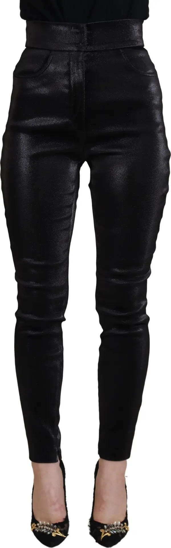 Black Washed Cotton Skinny Denim Jeans
