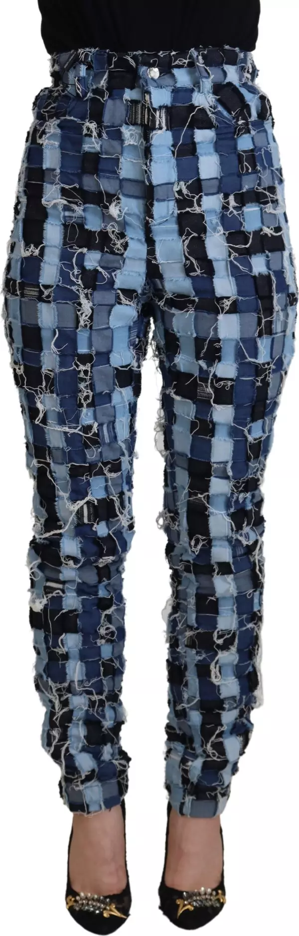 Multicolor Patchwork Cotton Denim Jeans