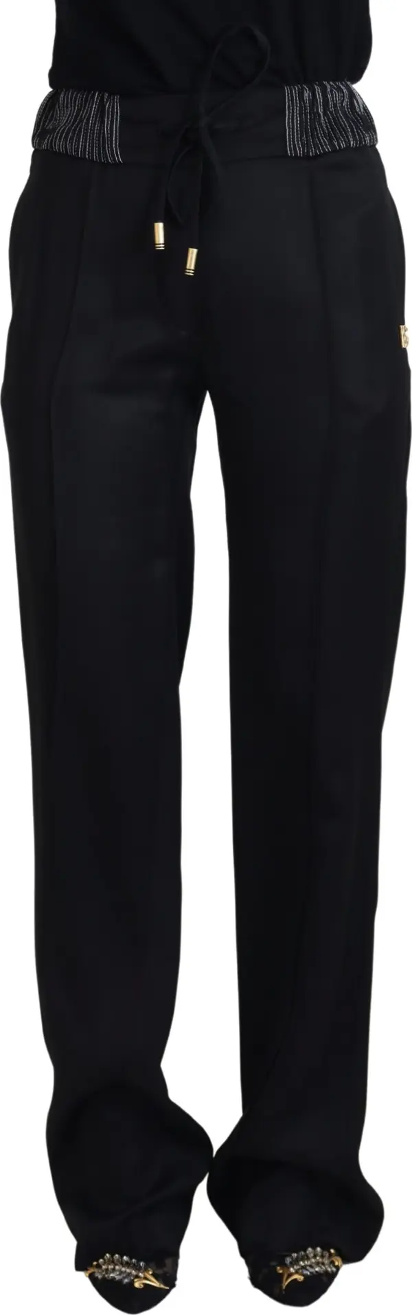 Black Straight Fit Cotton Pants