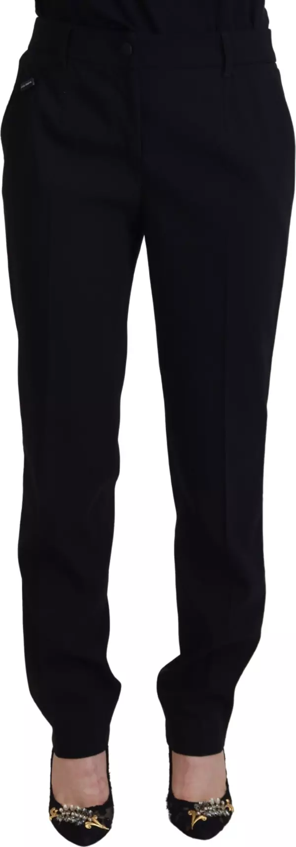Black Tapered Women Wool Pants