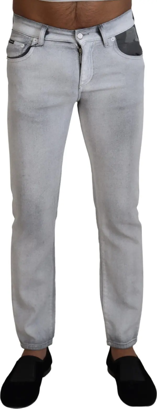 Gray Washed Skinny Men Denim Jeans