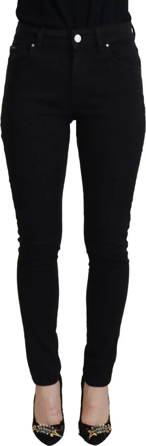 Black Cotton High Waist Casual Denim Jeans