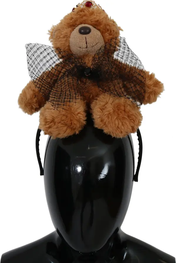 Teddy Bear Gold Crystal  Crown Tiara Diadem Hair Band