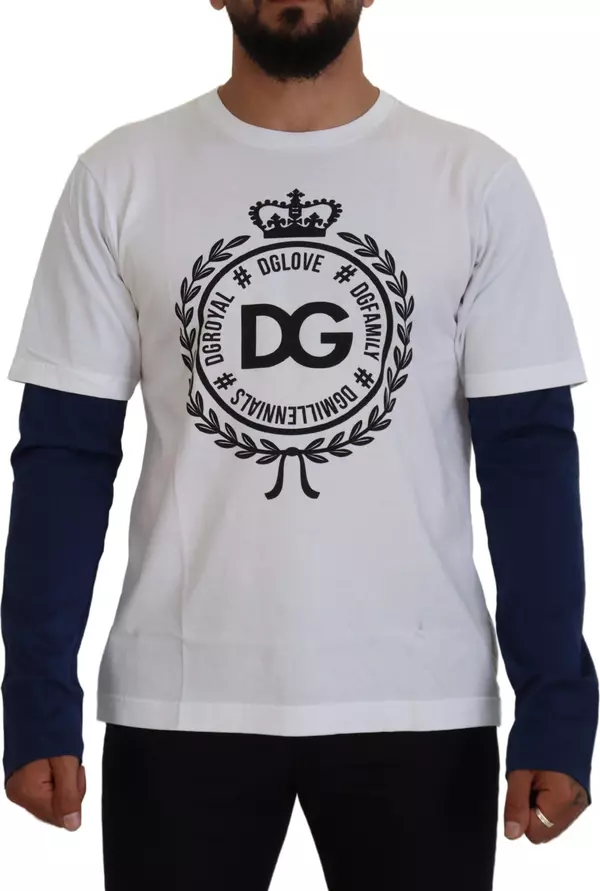 White Blue DG Crown Pullover Sweater