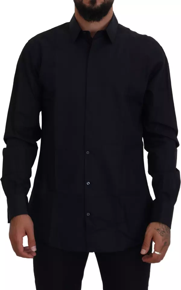 Black Gold Cotton Slim Fit Dress Mens Shirt