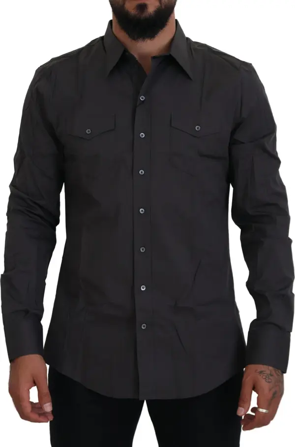 Gray SICILIA Slim Fit Stretch Dress Shirt