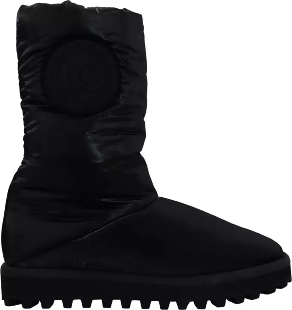 Black Boots Padded Mid Calf Winter Shoes