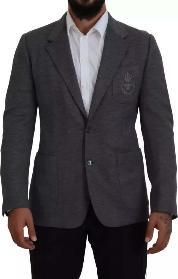 Gray Wool Stretch Slim Fit Jacket Blazer