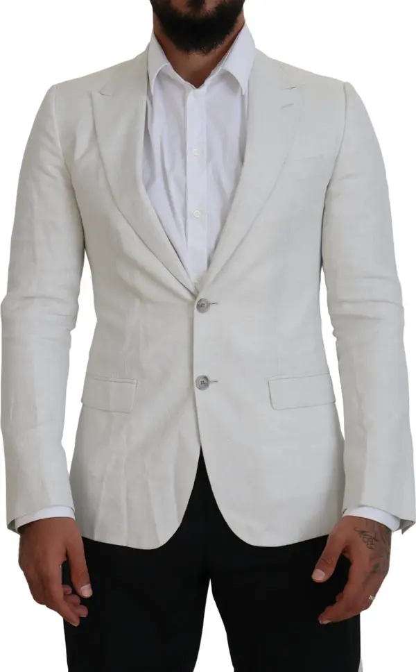 White Linen Slim Fit Jacket Blazer