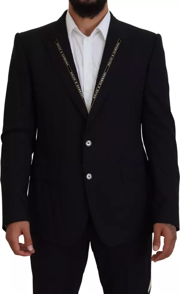 Black Wool Stretch Slim Fit Jacket Blazer
