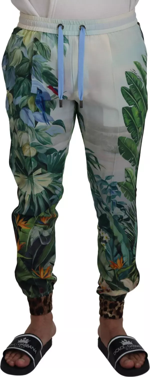 White Floral Printed Men Jogger Pants