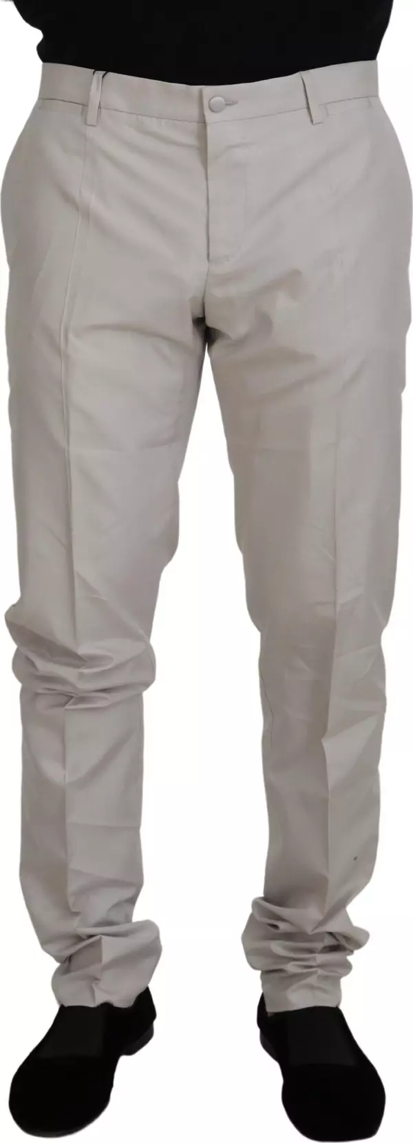 Off White Silk Mid Waist Chino Pants