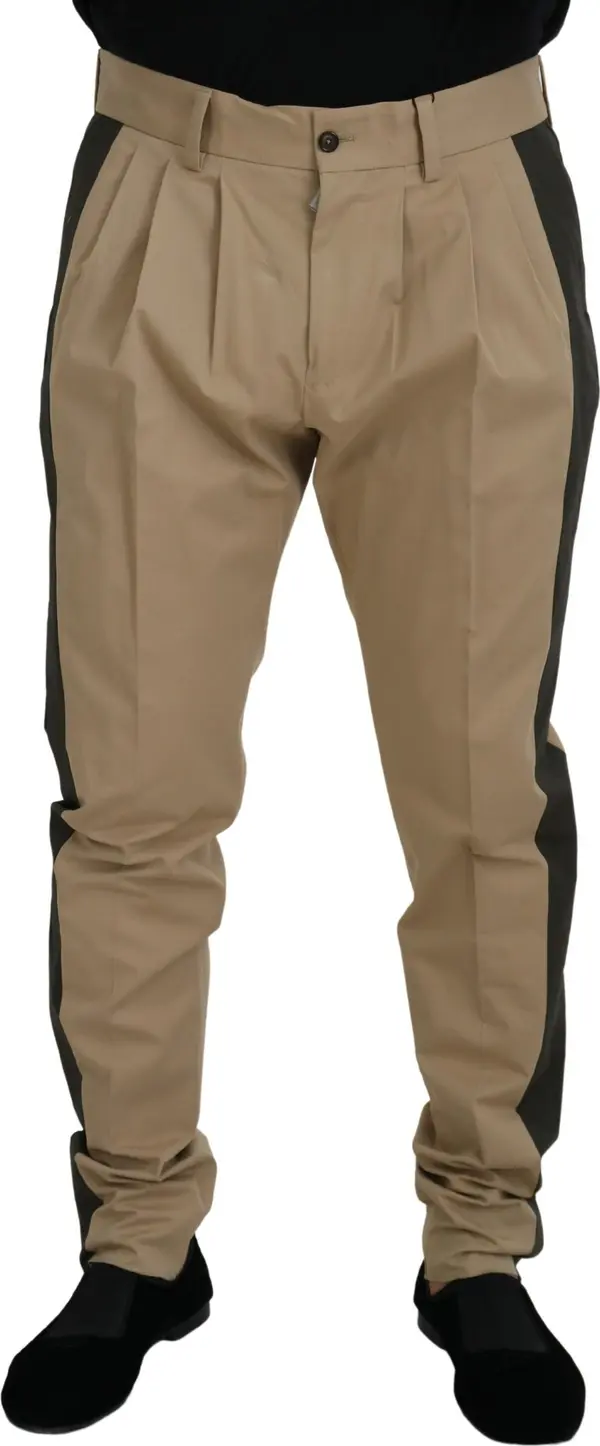 Brown Black Cotton Chino Men Pants