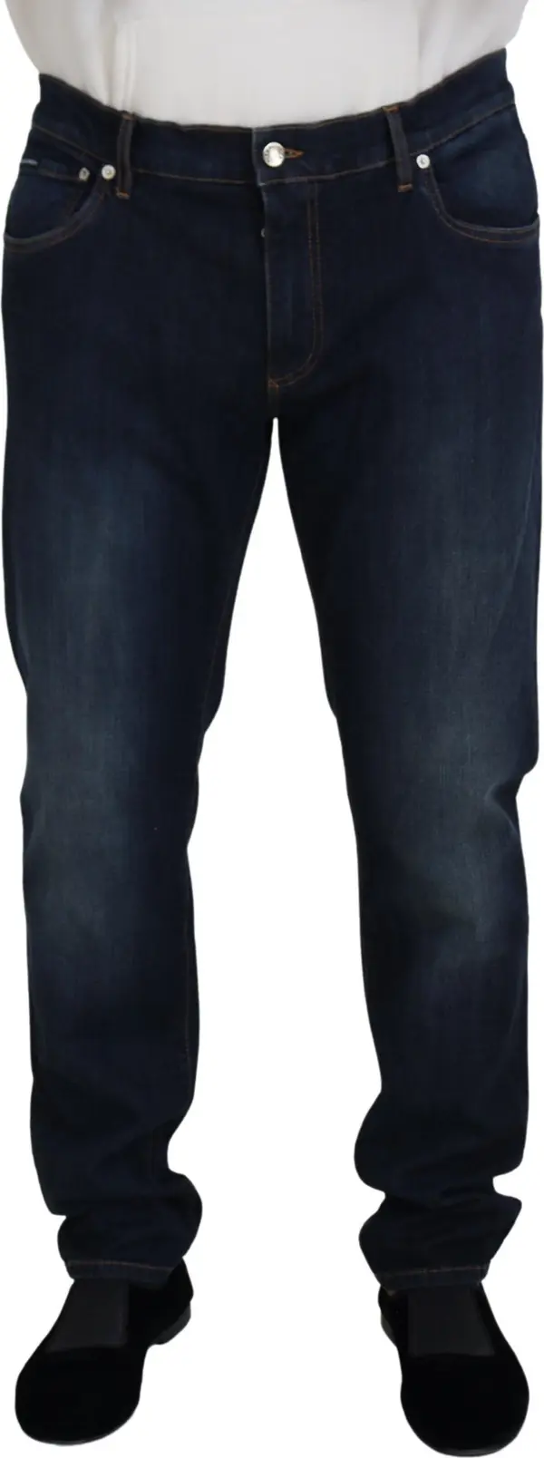 Blue Cotton Straight Fit Casual Denim Jeans