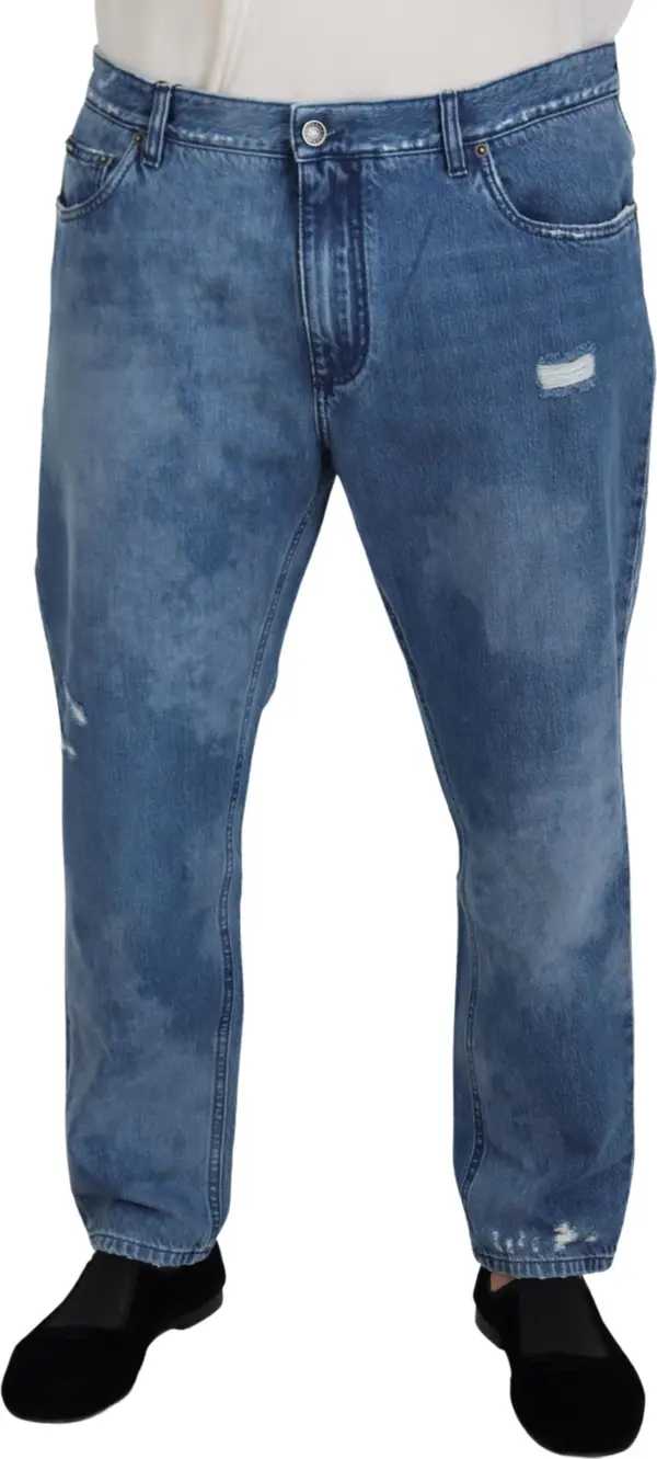 Blue Washed Cotton Casual Denim Jeans