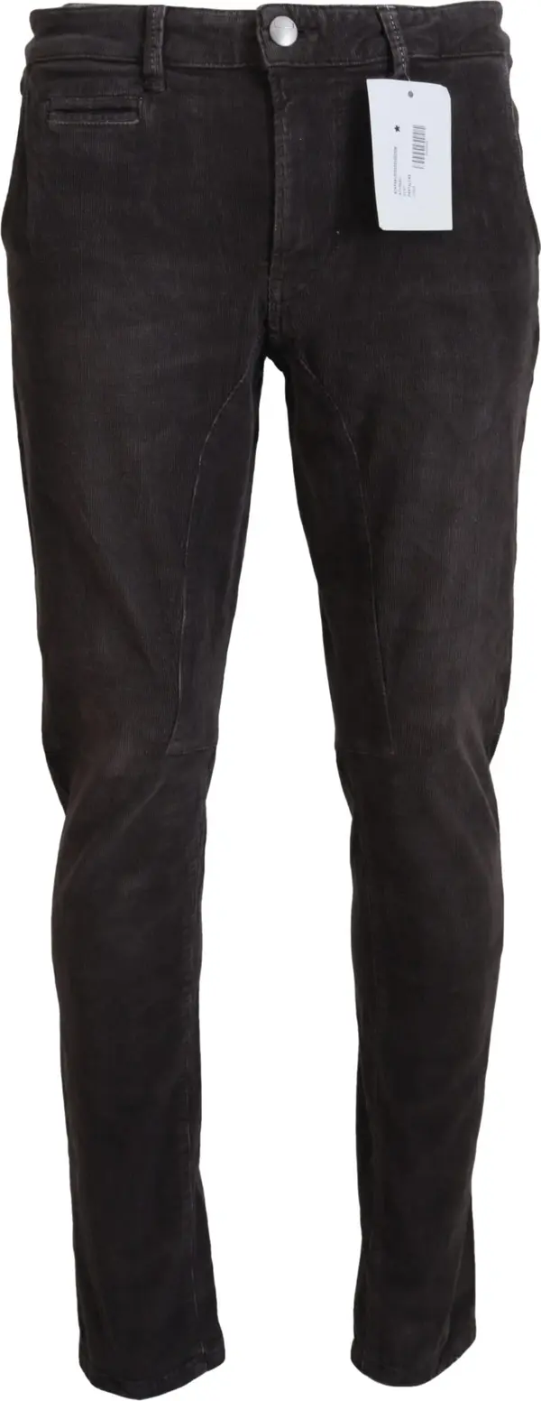 Brown Cotton Straight Fit Men Casual Pants