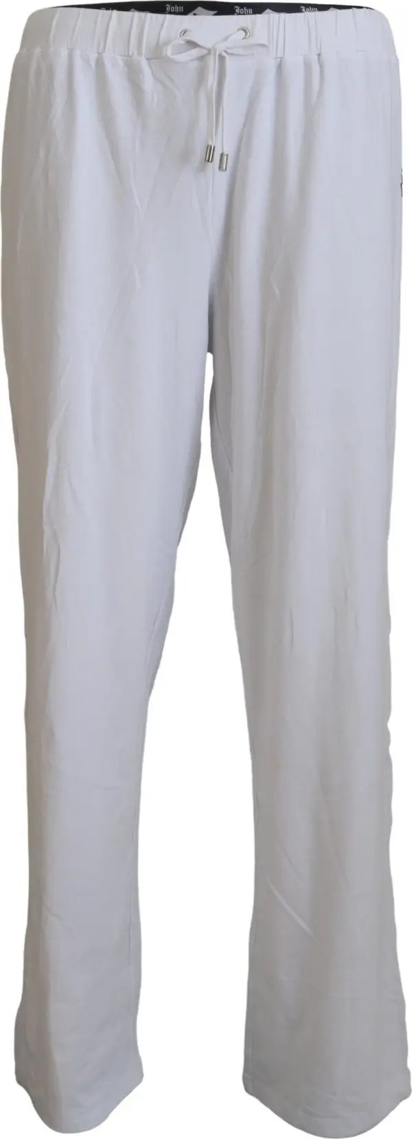 White Cotton Logo Loose Men Pants