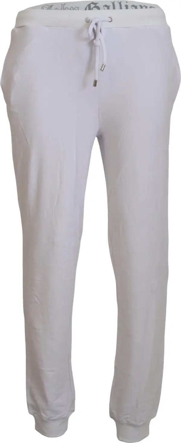 White Cotton Logo Mens Jogger Pants