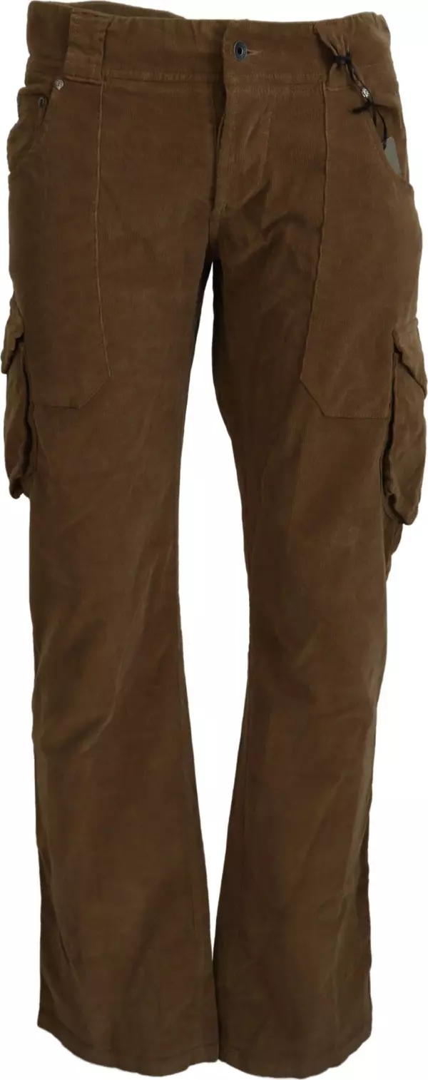 Brown Cotton Corduroy Cargo Pants