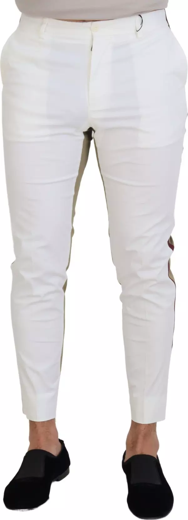 White Brown Slim Fit Chino Pants