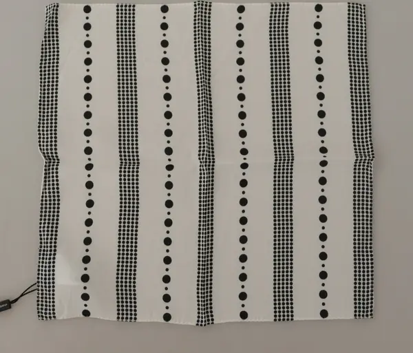 White Dotted Stripes Square Handkerchief Viscose Scarf