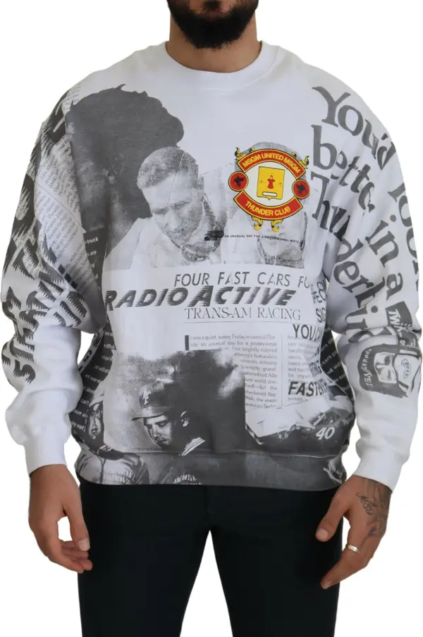 White Cotton Crewneck Pullover Sweatshirt Sweater