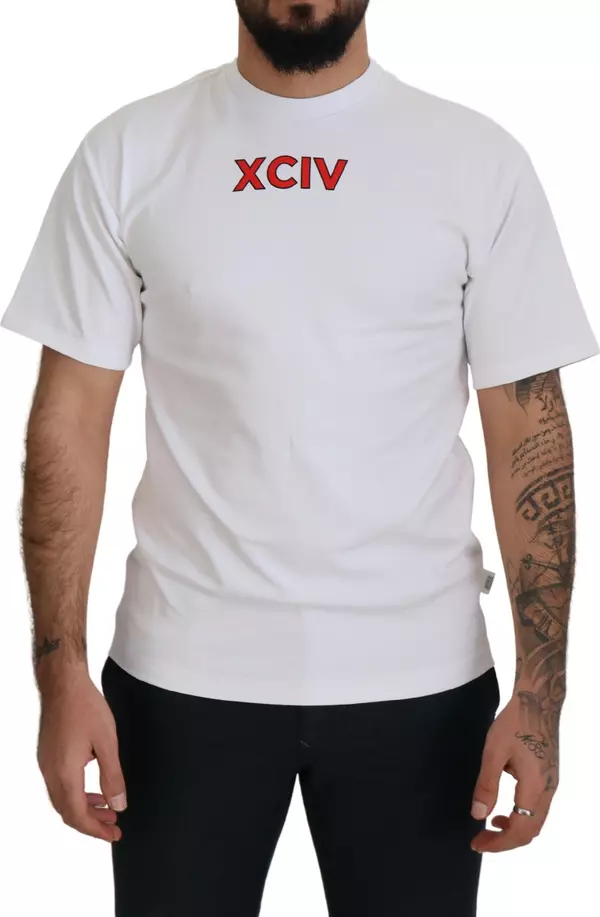 White Logo Print Cotton Short Sleeves T-shirt