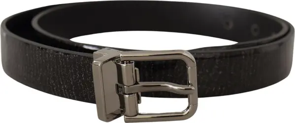Black Leather Vernice Metal Buckle Belt