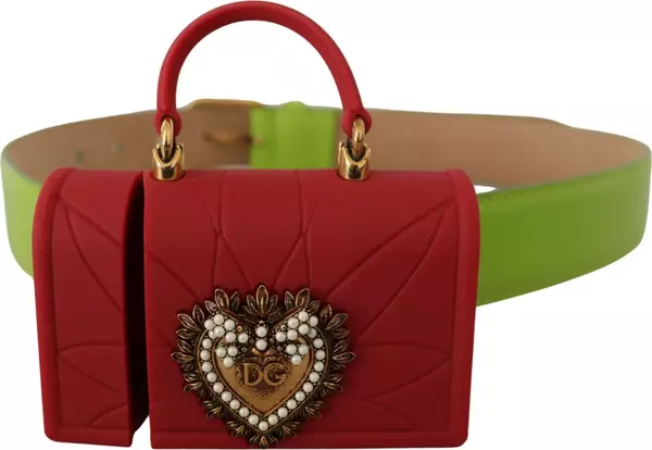 Green Leather Devotion Heart Micro Bag Headphones Belt