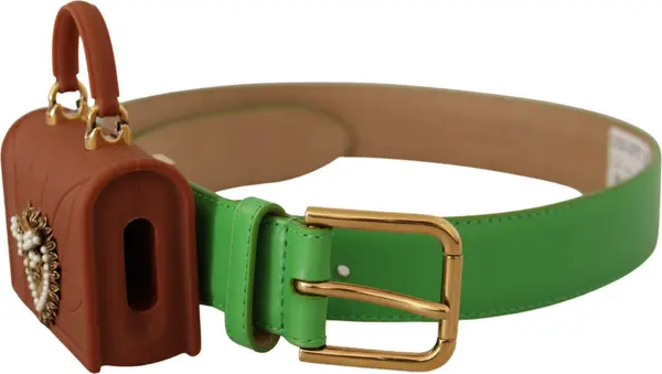 Green Leather Devotion Heart Micro Bag Headphones Belt