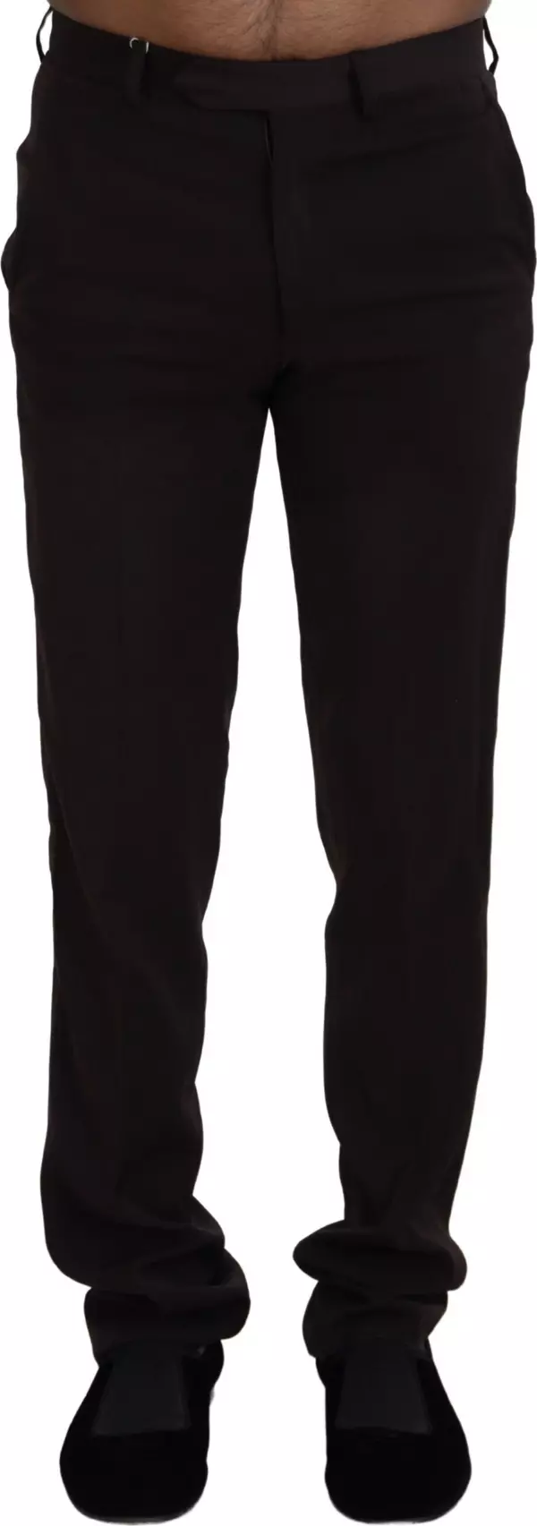 Brown Straight Fit Formal Men Pants
