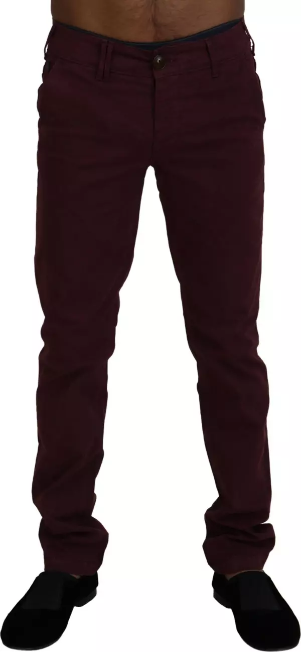 Maroon Cotton Stretch Skinny Casual Men Pants