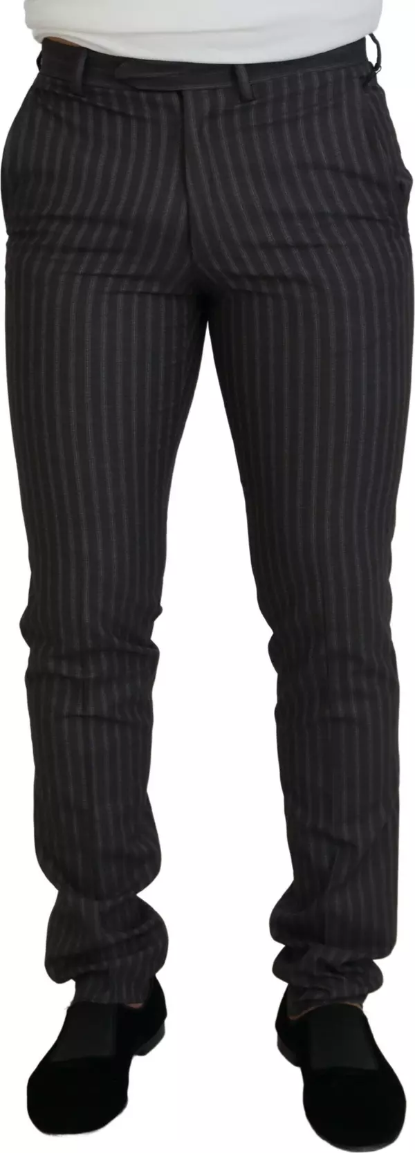 Brown Stripes Slim Fit Men Pants