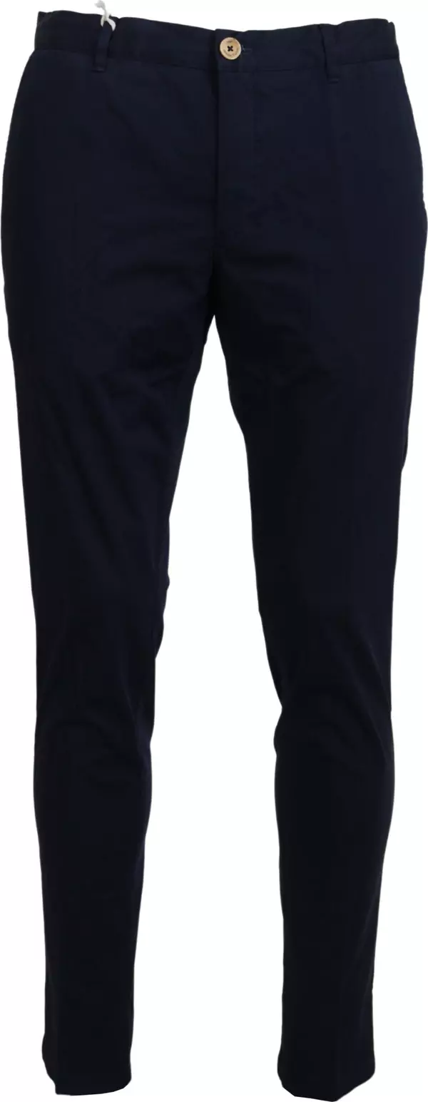 Dark Blue Cotton Skinny Men Pants