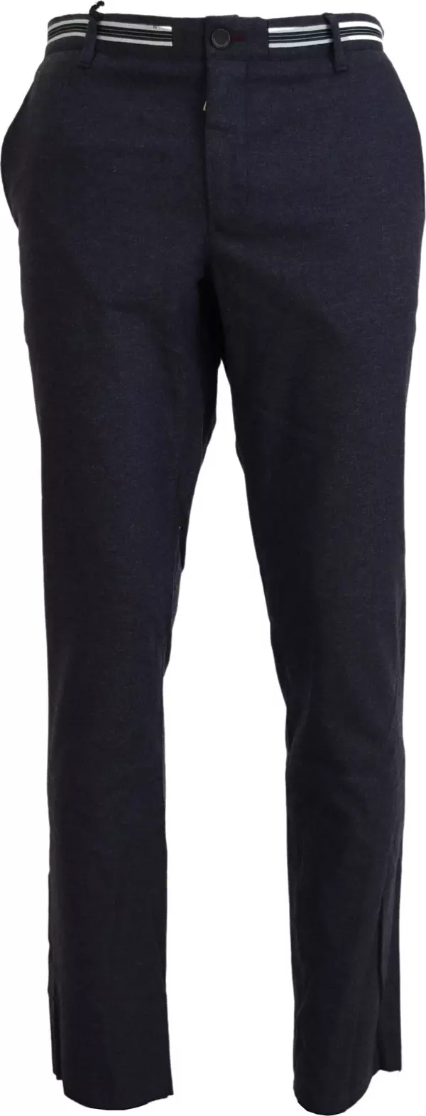 Black Polyester Tapered Dress Pants