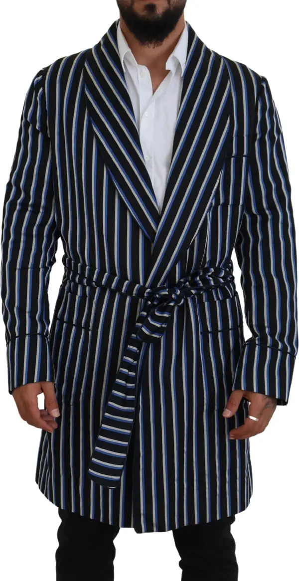 Black Blue Martini Printed Lining Robe