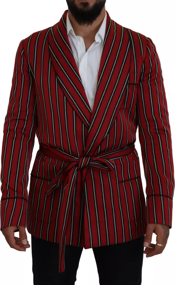 Red Striped Martini Printed Lining Robe