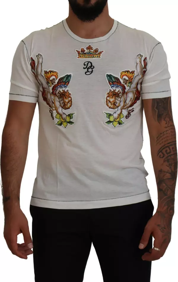 White Printed Short Sleeves Men T-shirt