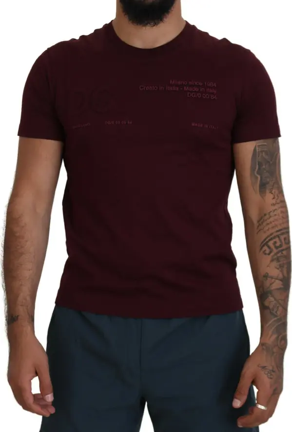 Maroon Printed Short Sleeves Men T-shirt